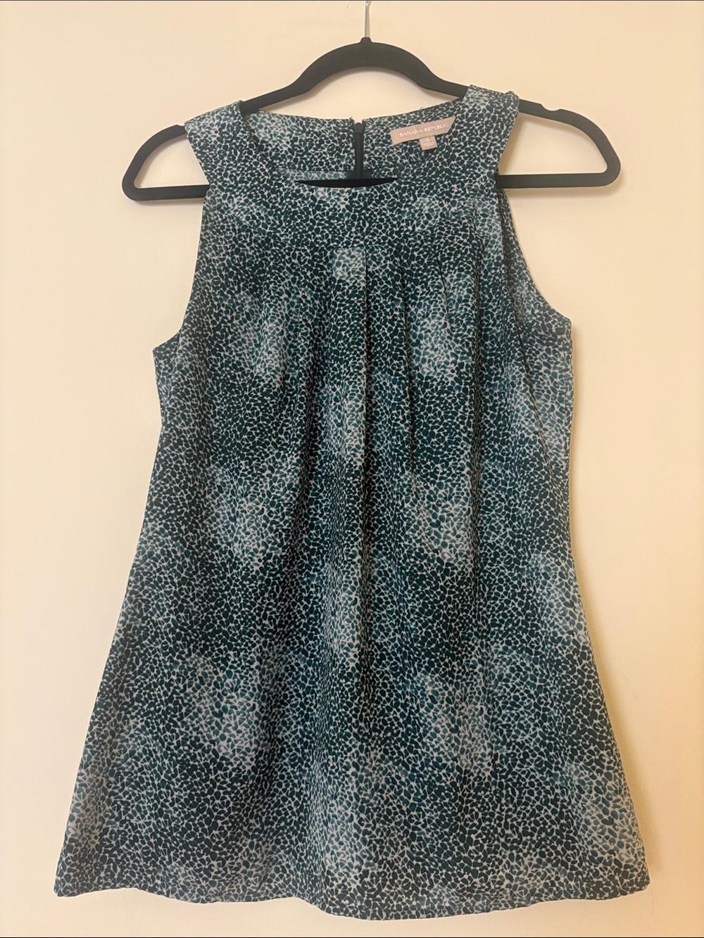 Banana Republic Teal and Ivory Animal Print Blouse
